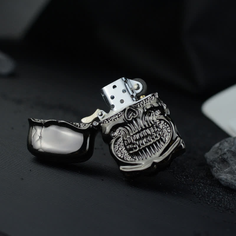Briquet à kérosène rechargeable rétro robuste en forme de crâne blindé