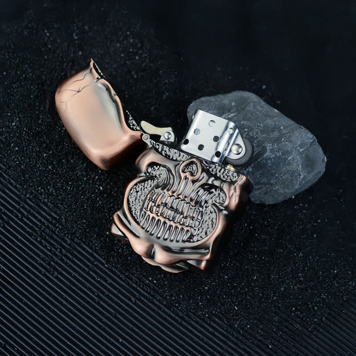 Briquet à kérosène rechargeable rétro robuste en forme de crâne blindé