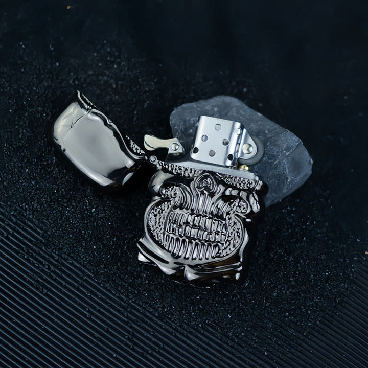 Briquet à kérosène rechargeable rétro robuste en forme de crâne blindé