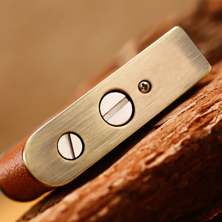Briquet à pétrole rechargeable en cuir à motif d'aigle rétro