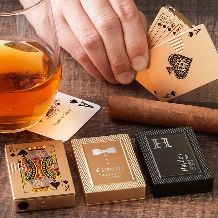 Cartes de poker personnalisées Briquet au butane rechargeable au dos personnalisé