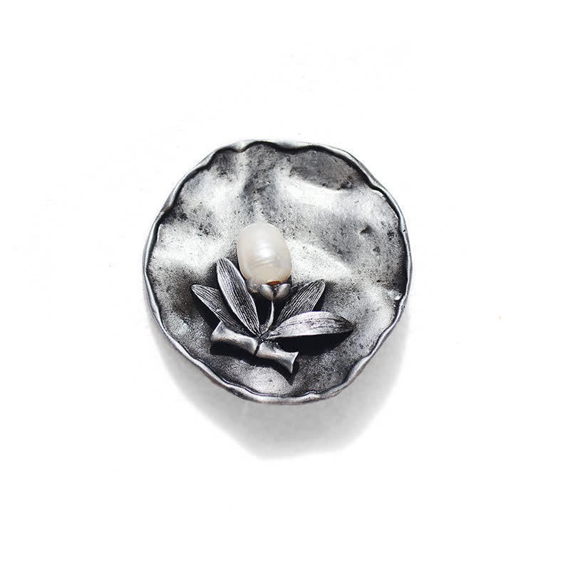Broche décorative ronde en perles de bambou rétro pour femme