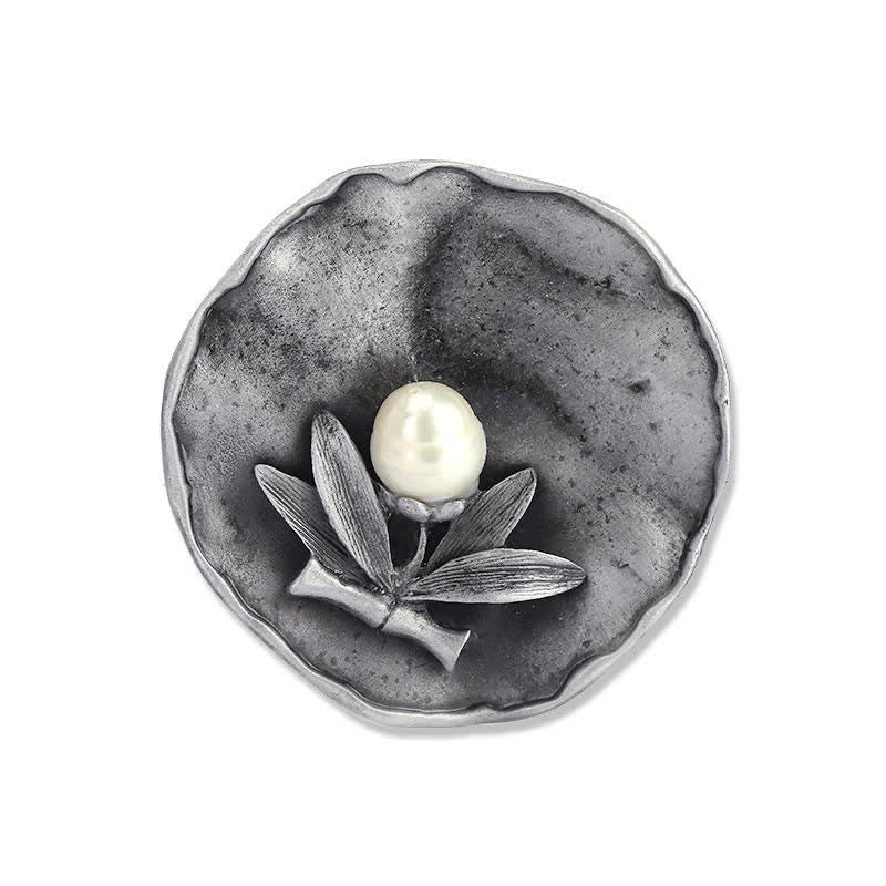 Broche décorative ronde en perles de bambou rétro pour femme