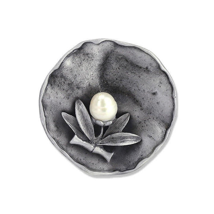 Broche décorative ronde en perles de bambou rétro pour femme