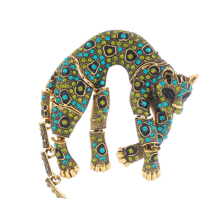Broche léopard en strass unisexe vintage panthère