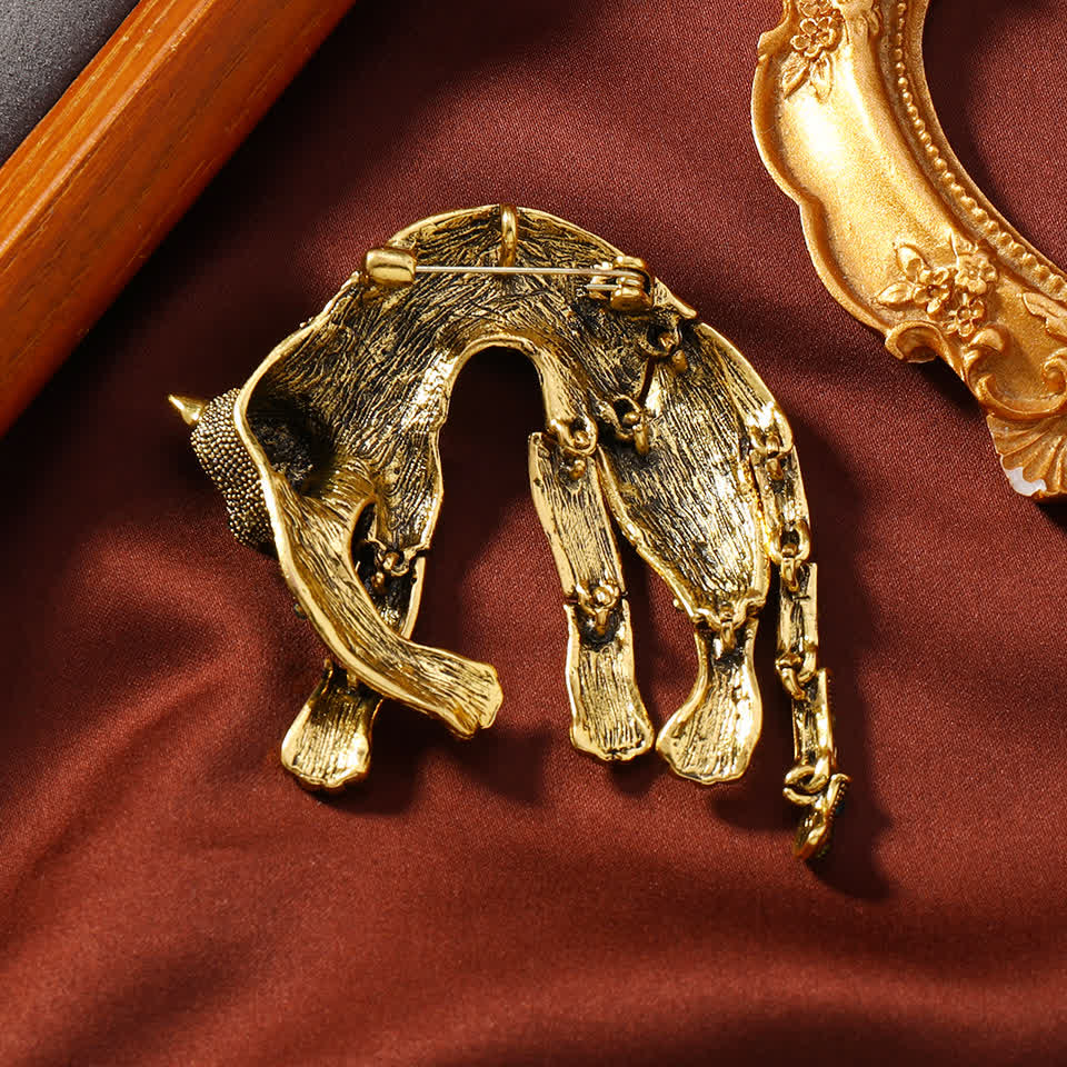 Broche léopard en strass unisexe vintage panthère