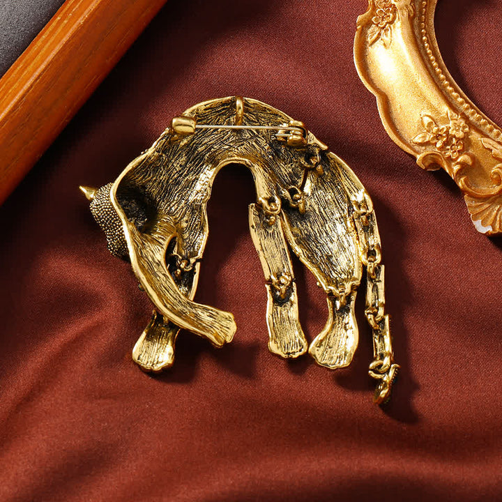 Broche léopard en strass unisexe vintage panthère