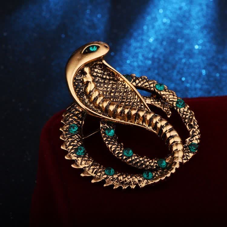 Broche unisexe originale en strass avec motif cobra rétro