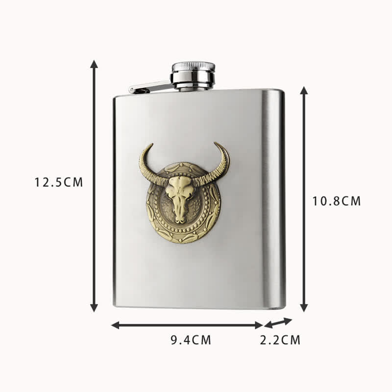 Flacon portable simple et chic en forme de tête de taureau avec petit entonnoir