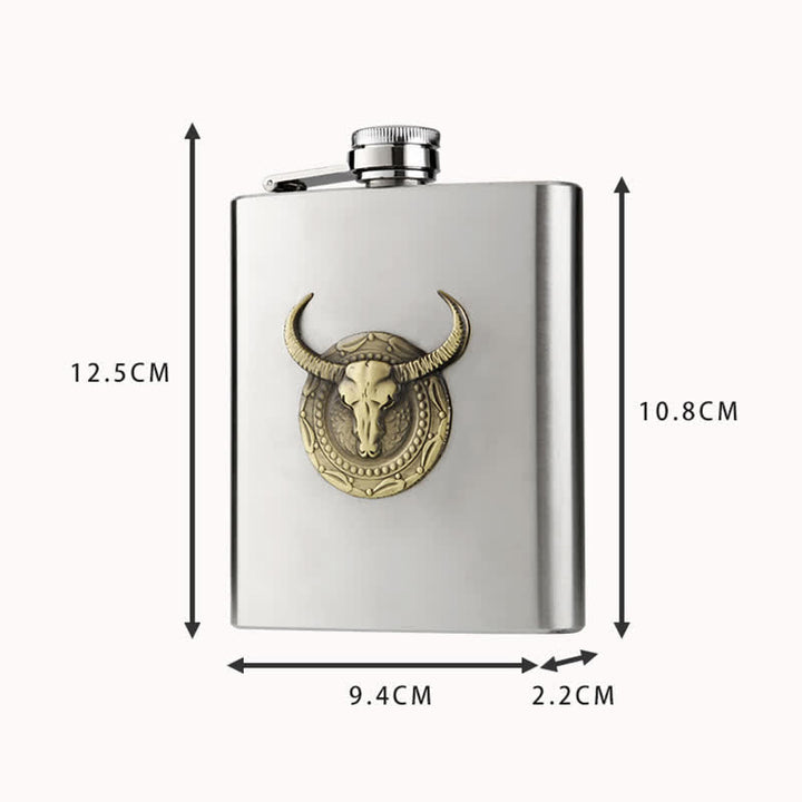 Flacon portable simple et chic en forme de tête de taureau avec petit entonnoir