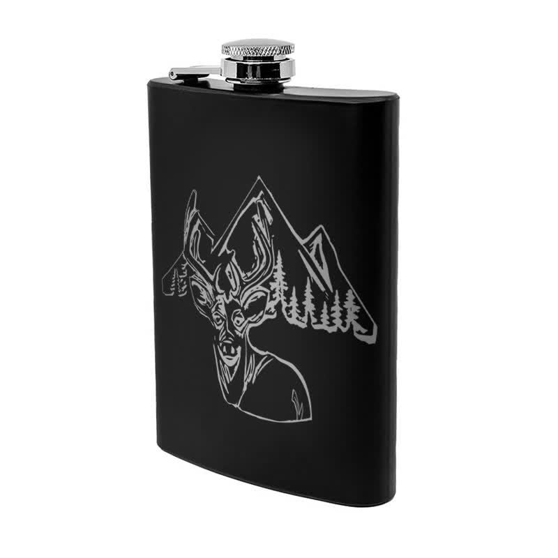 Flacon portable en acier inoxydable à motif laser pour la chasse au cerf de 3 à 8 oz