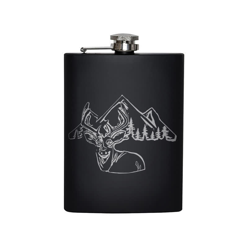 Flacon portable en acier inoxydable à motif laser pour la chasse au cerf de 3 à 8 oz