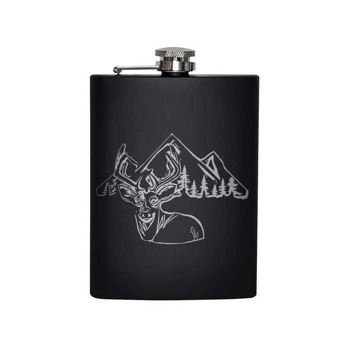 Flacon portable en acier inoxydable à motif laser pour la chasse au cerf de 3 à 8 oz