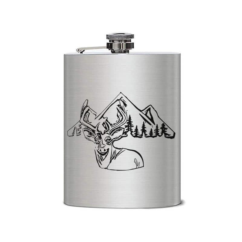 Flacon portable en acier inoxydable à motif laser pour la chasse au cerf de 3 à 8 oz