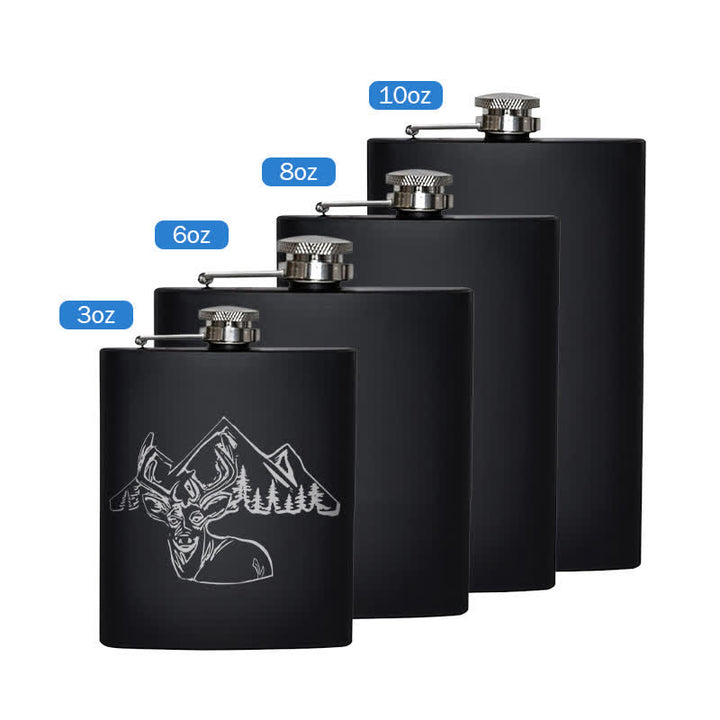 Flacon portable en acier inoxydable à motif laser pour la chasse au cerf de 3 à 8 oz