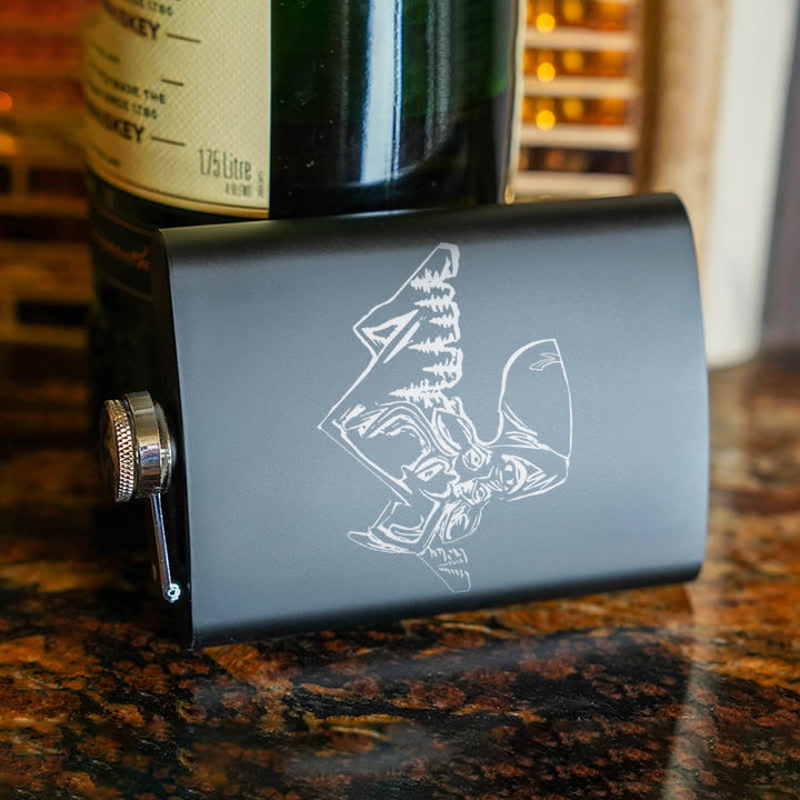 Flacon portable en acier inoxydable à motif laser pour la chasse au cerf de 3 à 8 oz