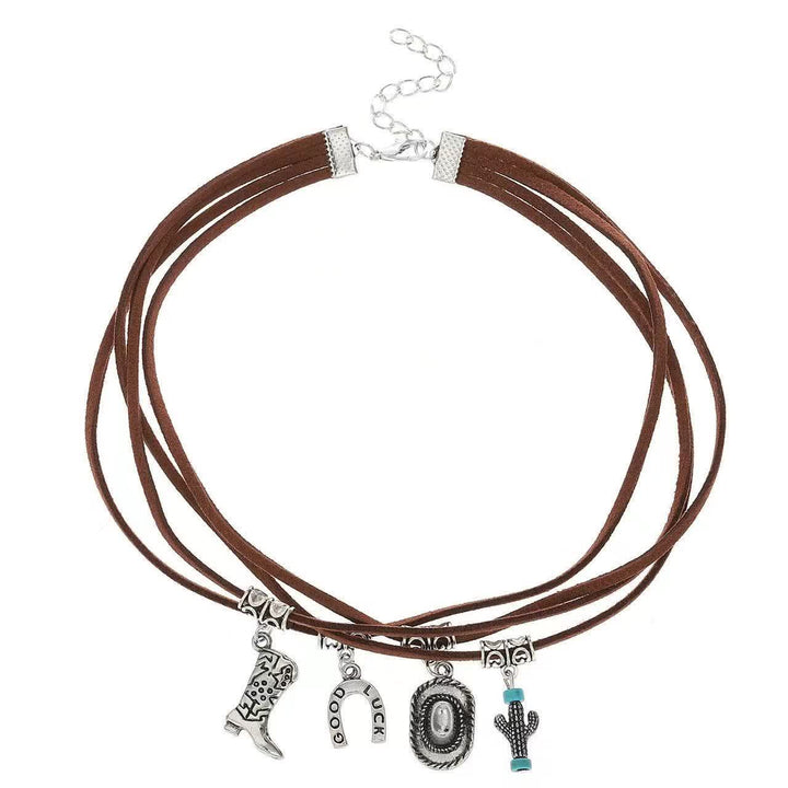 Bracelet multicouches style western Collier de cow-boy