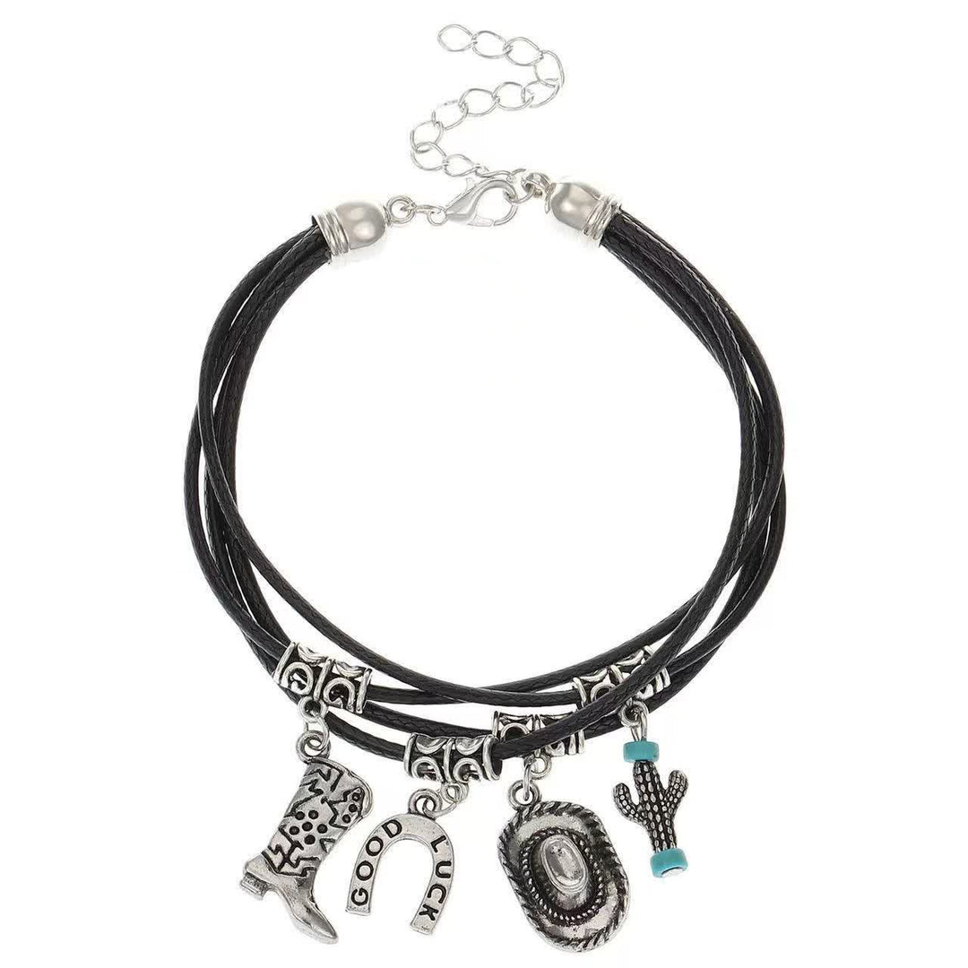 Bracelet multicouches style western Collier de cow-boy