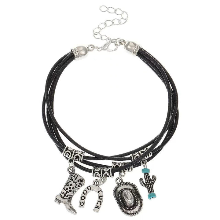 Bracelet multicouches style western Collier de cow-boy