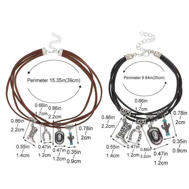 Bracelet multicouches style western Collier de cow-boy