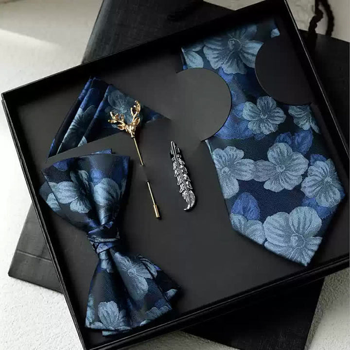 Lot de 5 nœuds papillon classiques vintage à motif floral pour homme, coffret cadeau de mariage
