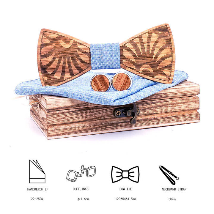 Lot de 3 nœuds papillon en bois massif sculpté en forme de pissenlit pour homme