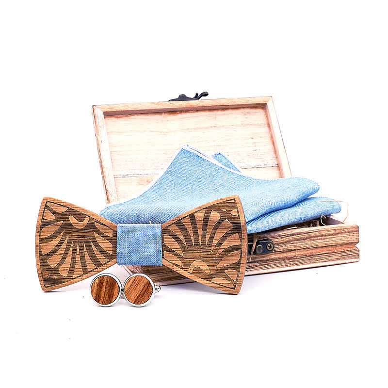 Lot de 3 nœuds papillon en bois massif sculpté en forme de pissenlit pour homme
