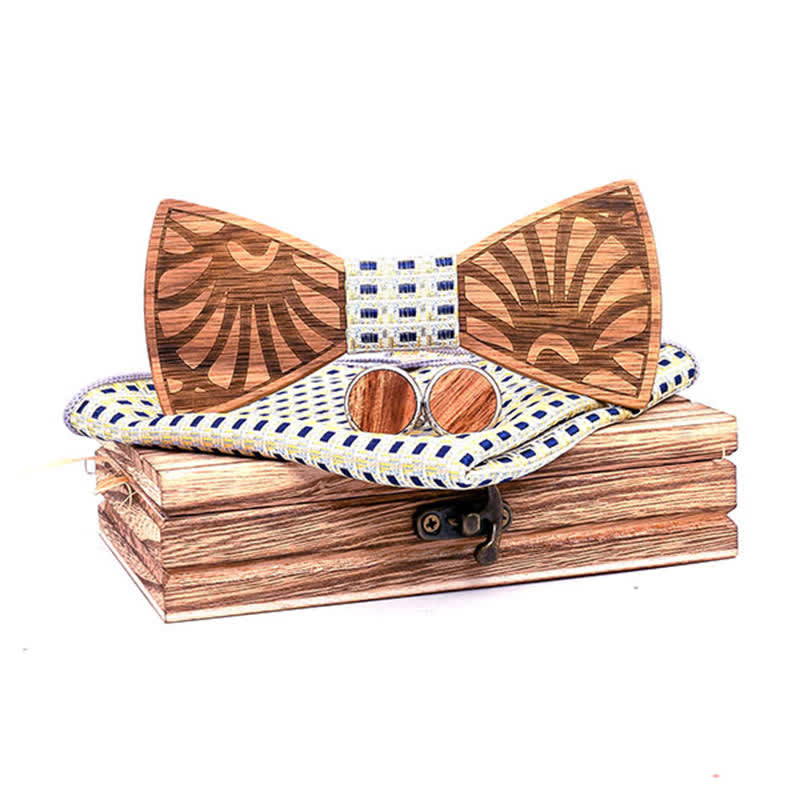 Lot de 3 nœuds papillon en bois massif sculpté en forme de pissenlit pour homme