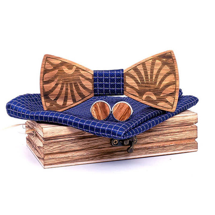 Lot de 3 nœuds papillon en bois massif sculpté en forme de pissenlit pour homme