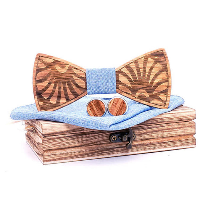 Lot de 3 nœuds papillon en bois massif sculpté en forme de pissenlit pour homme
