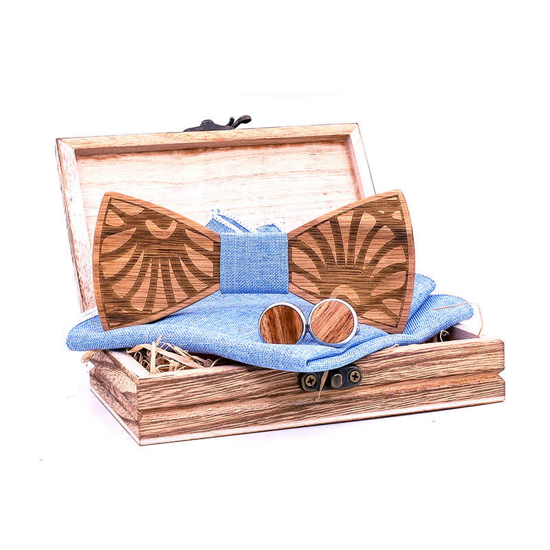 Lot de 3 nœuds papillon en bois massif sculpté en forme de pissenlit pour homme
