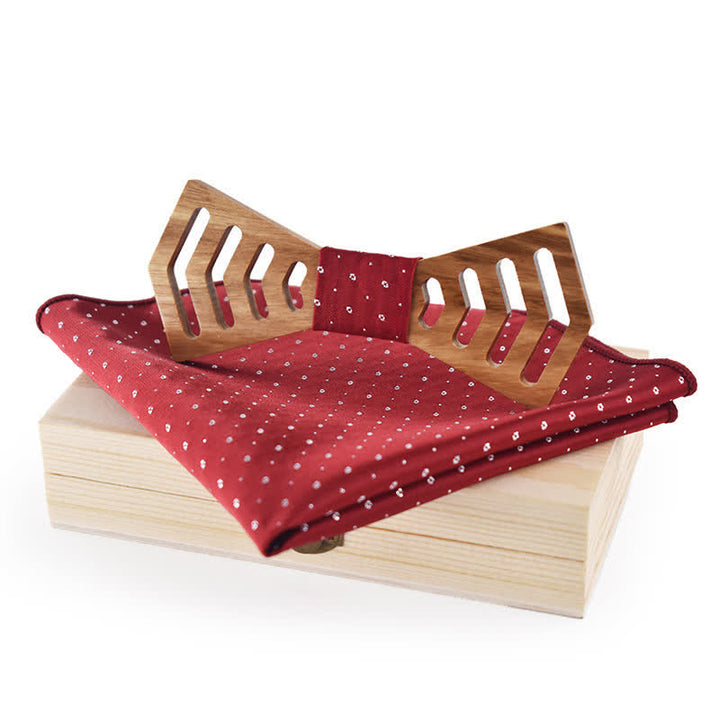 Lot de 2 nœuds papillon fantaisie en bois découpés de forme régulière pour hommes