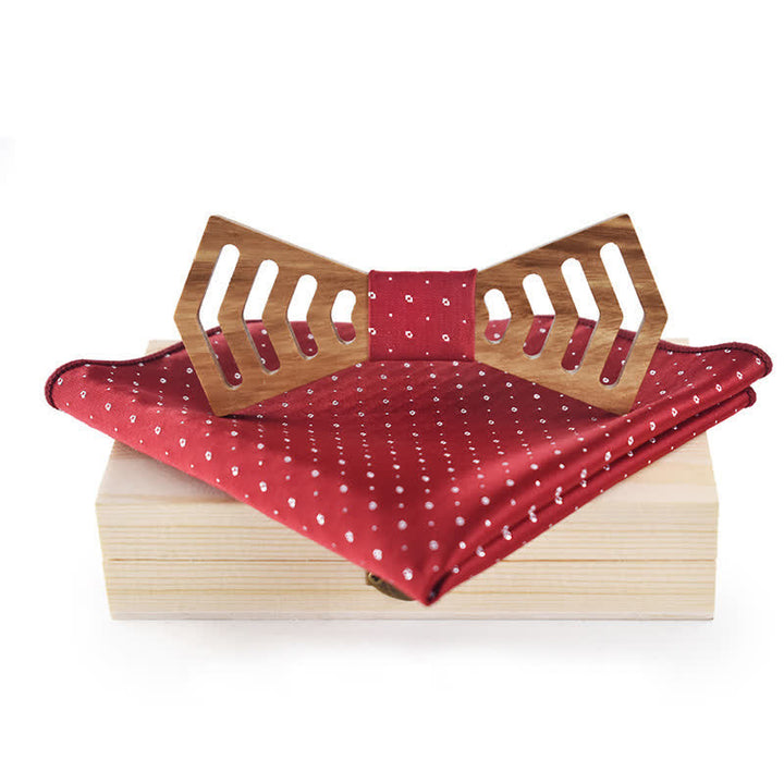 Lot de 2 nœuds papillon fantaisie en bois découpés de forme régulière pour hommes