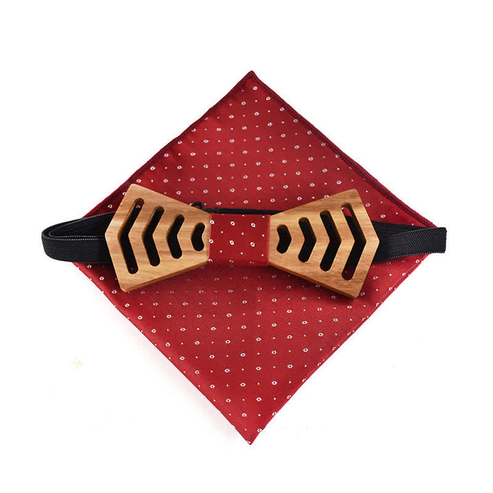 Lot de 2 nœuds papillon fantaisie en bois découpés de forme régulière pour hommes