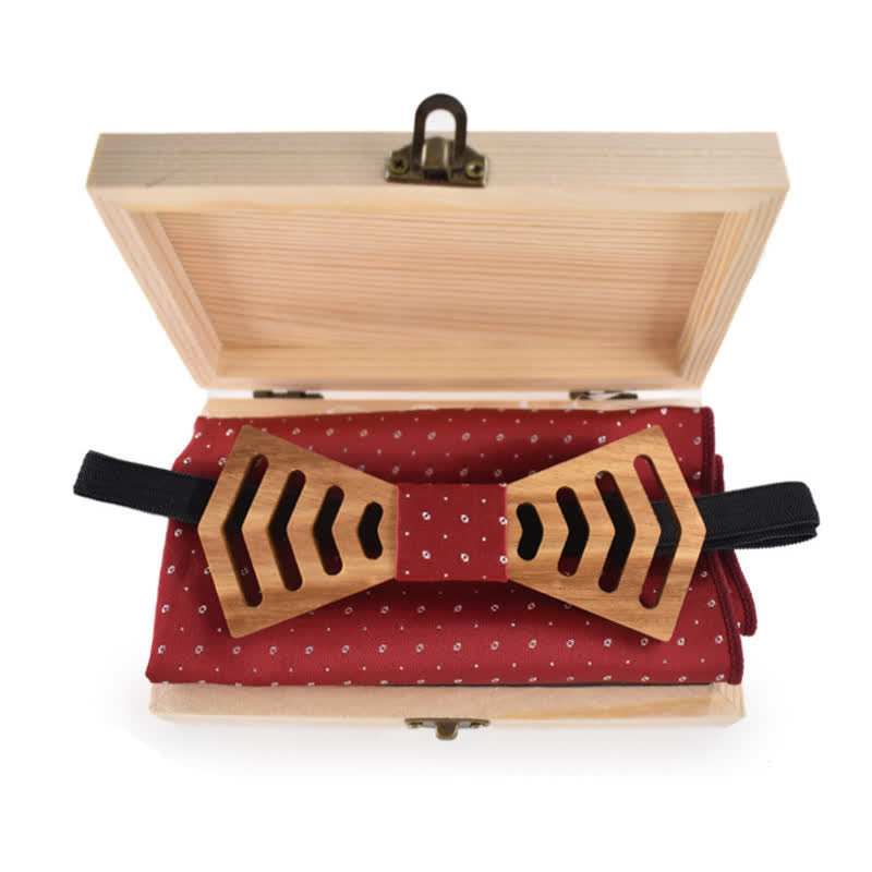Lot de 2 nœuds papillon fantaisie en bois découpés de forme régulière pour hommes