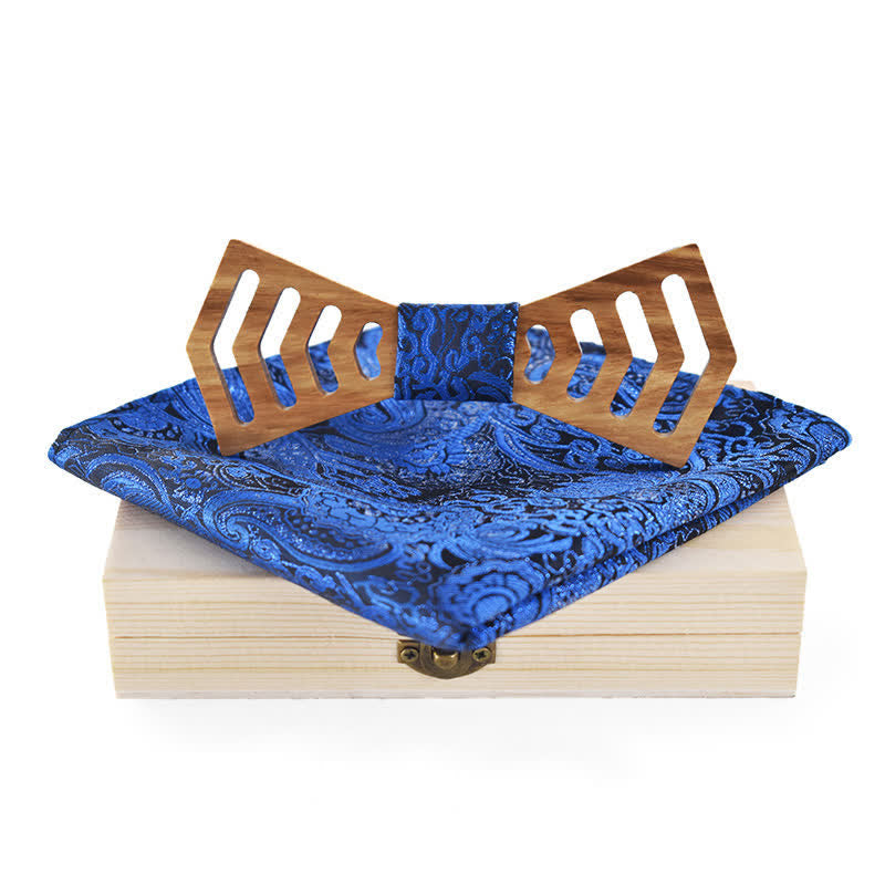 Lot de 2 nœuds papillon fantaisie en bois découpés de forme régulière pour hommes