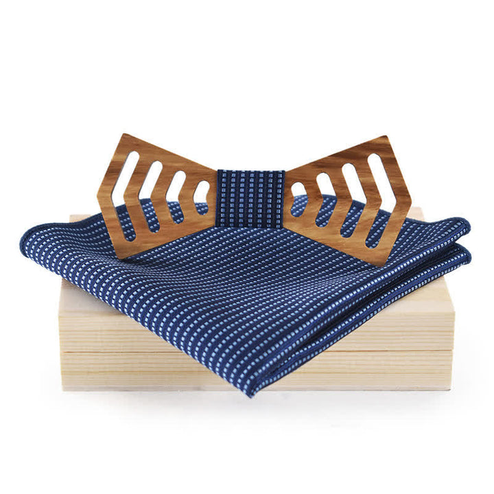 Lot de 2 nœuds papillon fantaisie en bois découpés de forme régulière pour hommes