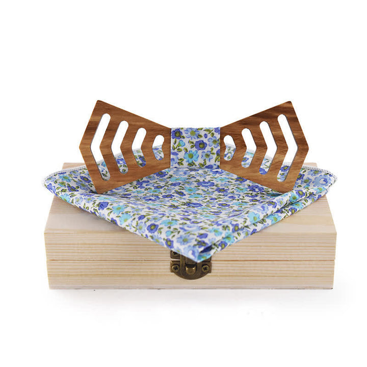 Lot de 2 nœuds papillon fantaisie en bois découpés de forme régulière pour hommes