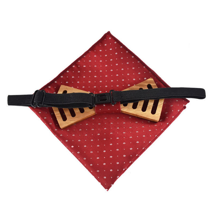 Lot de 2 nœuds papillon fantaisie en bois découpés de forme régulière pour hommes