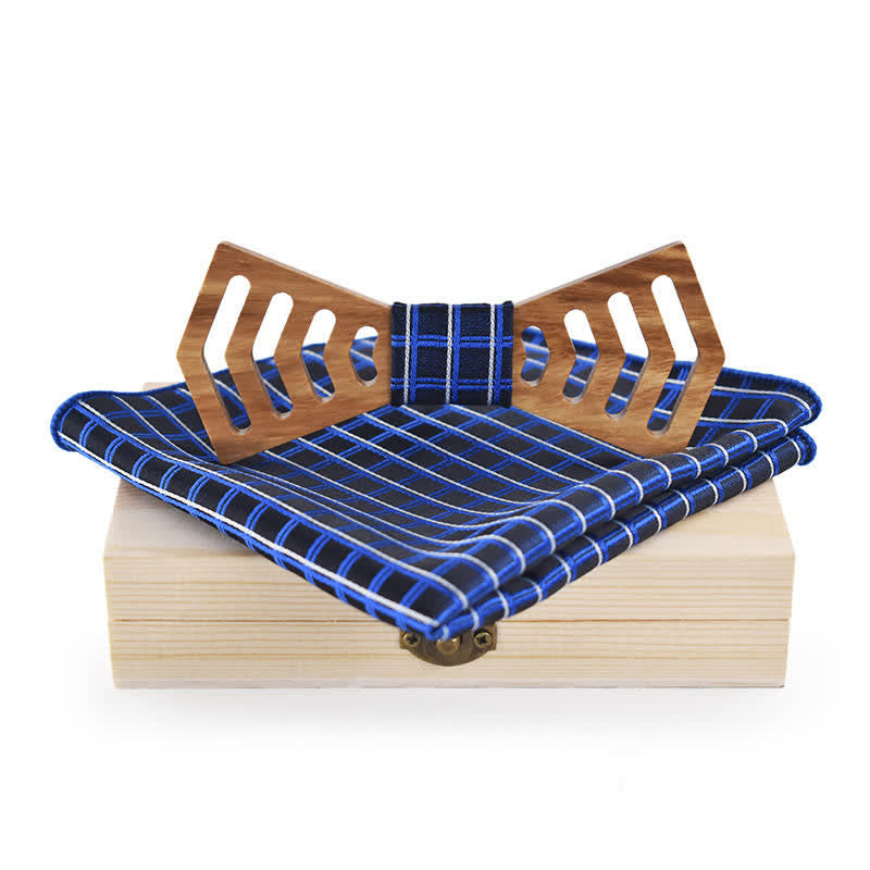 Lot de 2 nœuds papillon fantaisie en bois découpés de forme régulière pour hommes