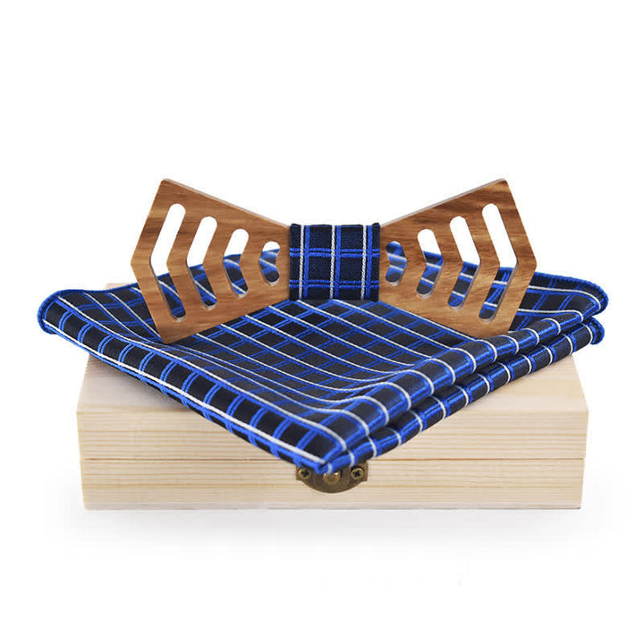 Lot de 2 nœuds papillon fantaisie en bois découpés de forme régulière pour hommes