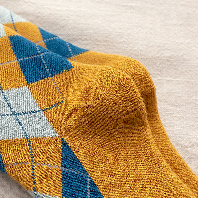 Chaussettes mi-mollet en coton à carreaux style britannique