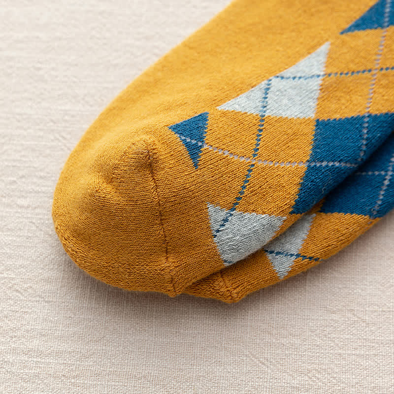 Chaussettes mi-mollet en coton à carreaux style britannique
