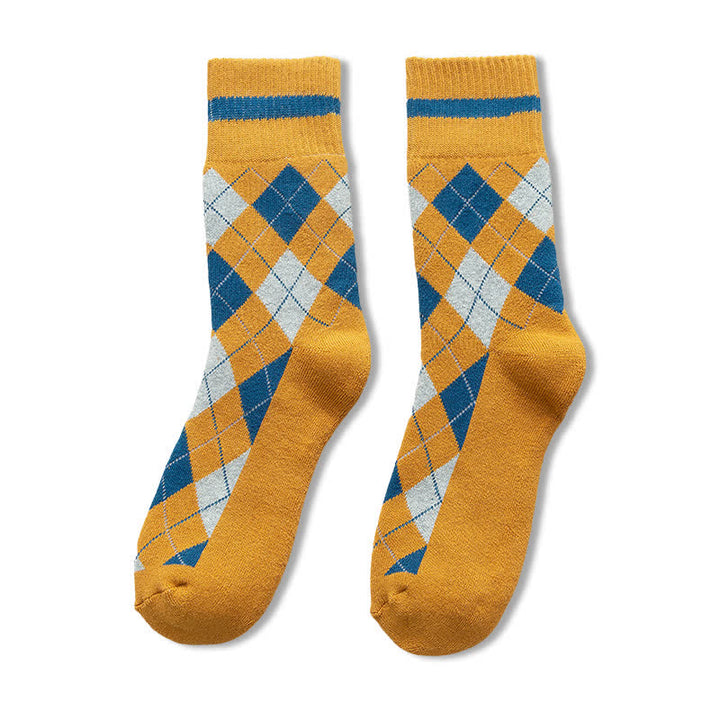Chaussettes mi-mollet en coton à carreaux style britannique