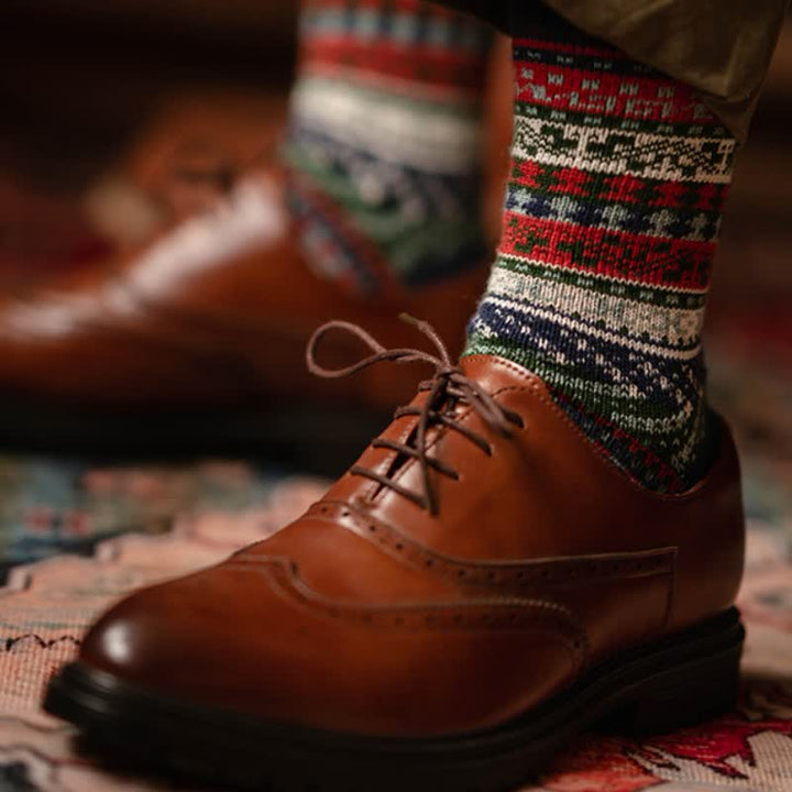 Chaussettes en coton à motif géométrique vintage