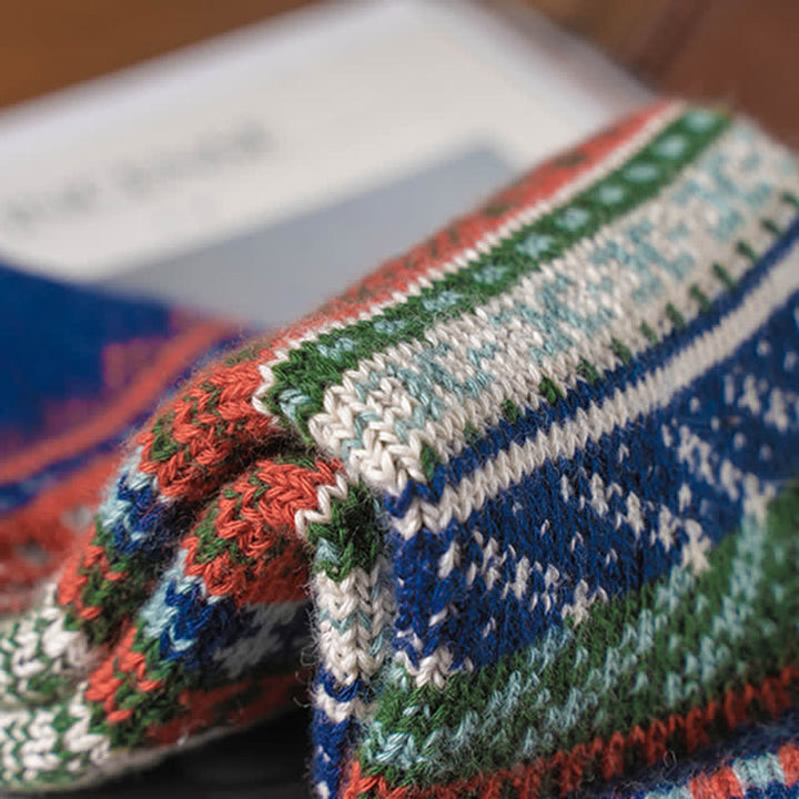 Chaussettes en coton à motif géométrique vintage