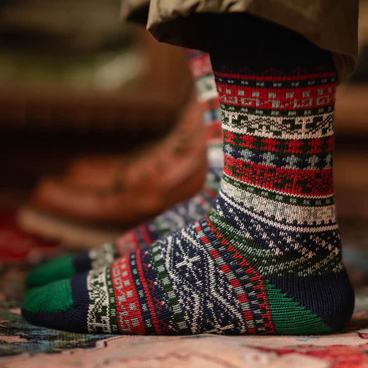 Chaussettes en coton à motif géométrique vintage