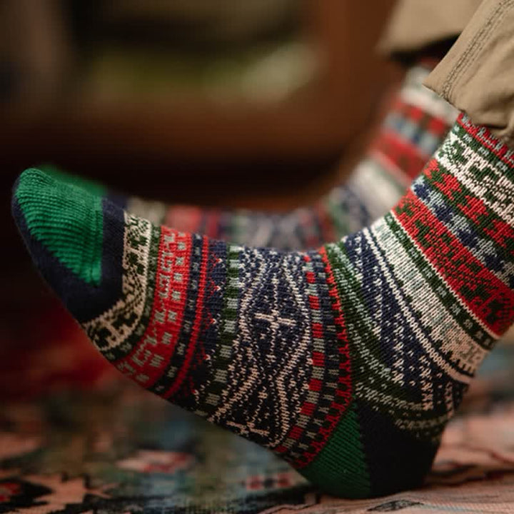 Chaussettes en coton à motif géométrique vintage