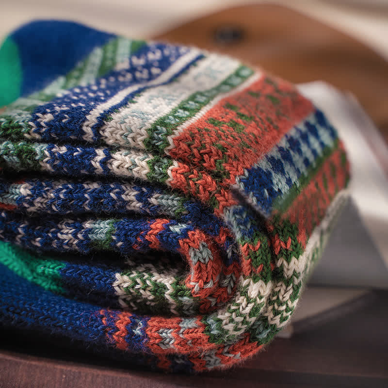 Chaussettes en coton à motif géométrique vintage