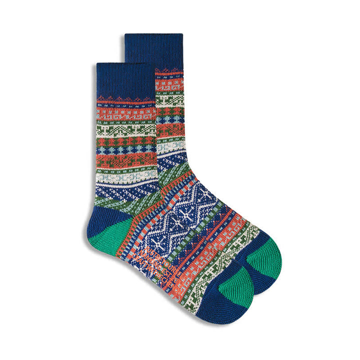 Chaussettes en coton à motif géométrique vintage